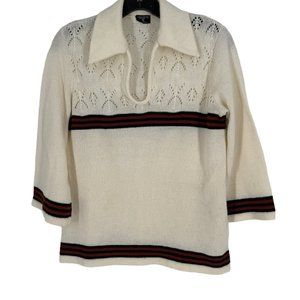 Stage 7 Vintage Womens 70s‎ Cream Striped Sweater Size Small